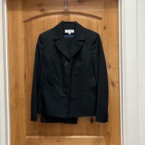 Suit Studio pants set. Black with blue pinstripe.